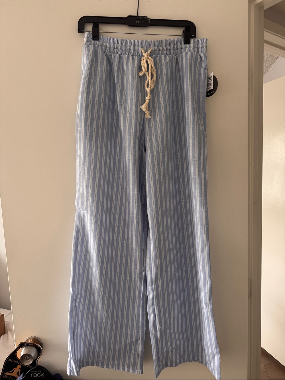 Jolie & Joy - Light Blue & White Striped Two-Piece Lounge Set - Medium - Picture 3 of 4